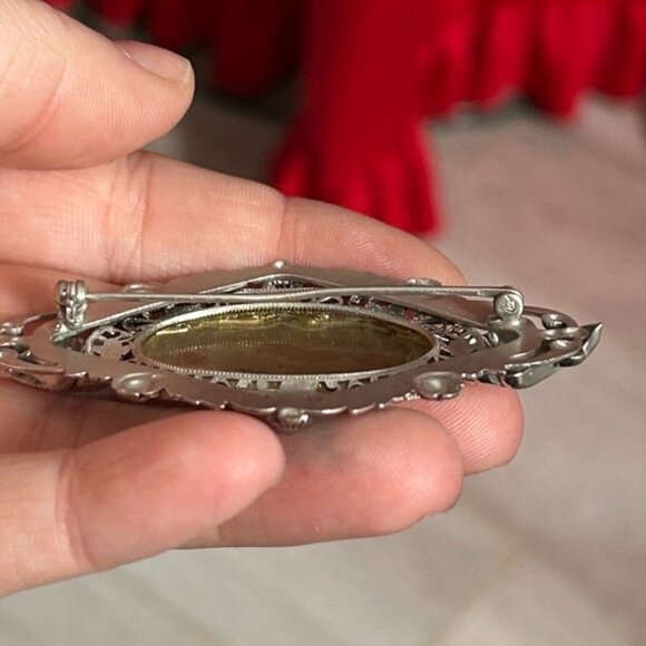 BLUE ENAMEL 1910 Elegant Silver and Blue Floral Brooch 💙 - Picture 4 of 6